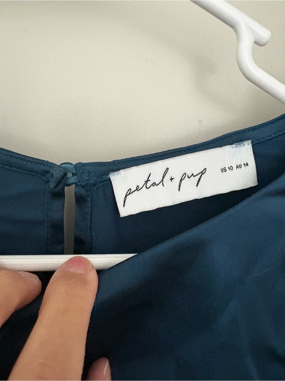 Opal Tie Waist Long Sleeve Satin Minidress Petal & Pup Navy Size 10 - Picture 6 of 6